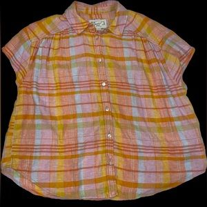 Multi-colored button-up tee. Wide sleeves. From American Eagle size XS.